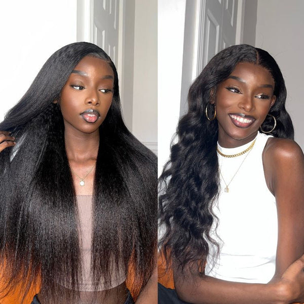 Natural Kinky Straight Glueless 5x5 / 13x4 HD Lace Long Wig 100% Human Hair - US Only