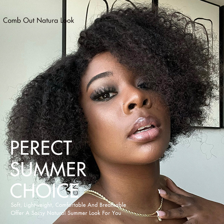 4C Edges | Kinky Edges Jerry Curly 5x5 Closure Lace Glueless Side Part Short Wig 100% Human Hair- US Only