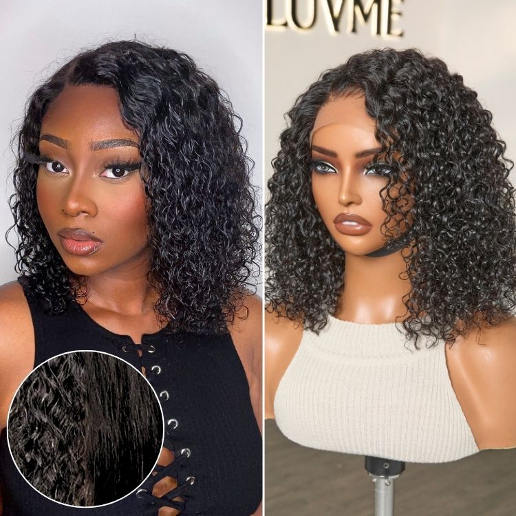 Wet and Wavy 5x5 Closure Pre-Cut Lace Water Wave Wig Glueless Side Part Human Hair Wig Breathable Cap