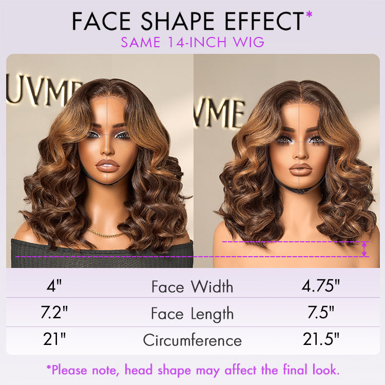 Elegant Brown Ombre Loose Wave Minimalist HD Lace Glueless Short Wig 100% Human Hair Pre-Cut Lace