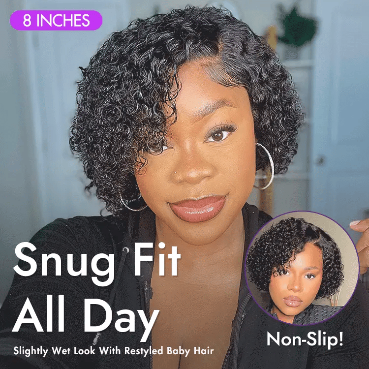 Trendy Short Cut Curly Minimalist HD Lace Glueless Side Part Wig 100% Human Hair