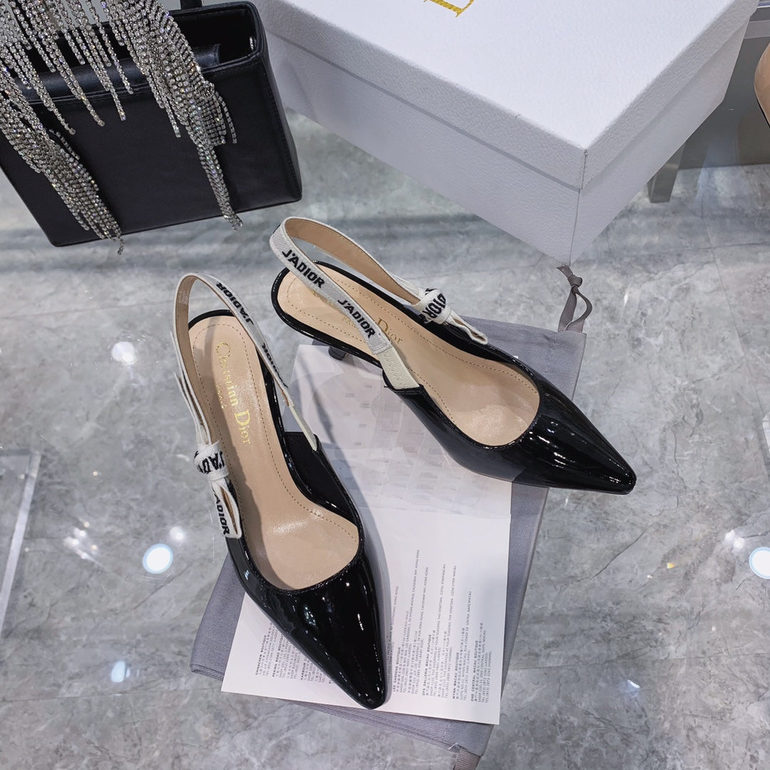 cd slingback pumps 95 black patent calfskin