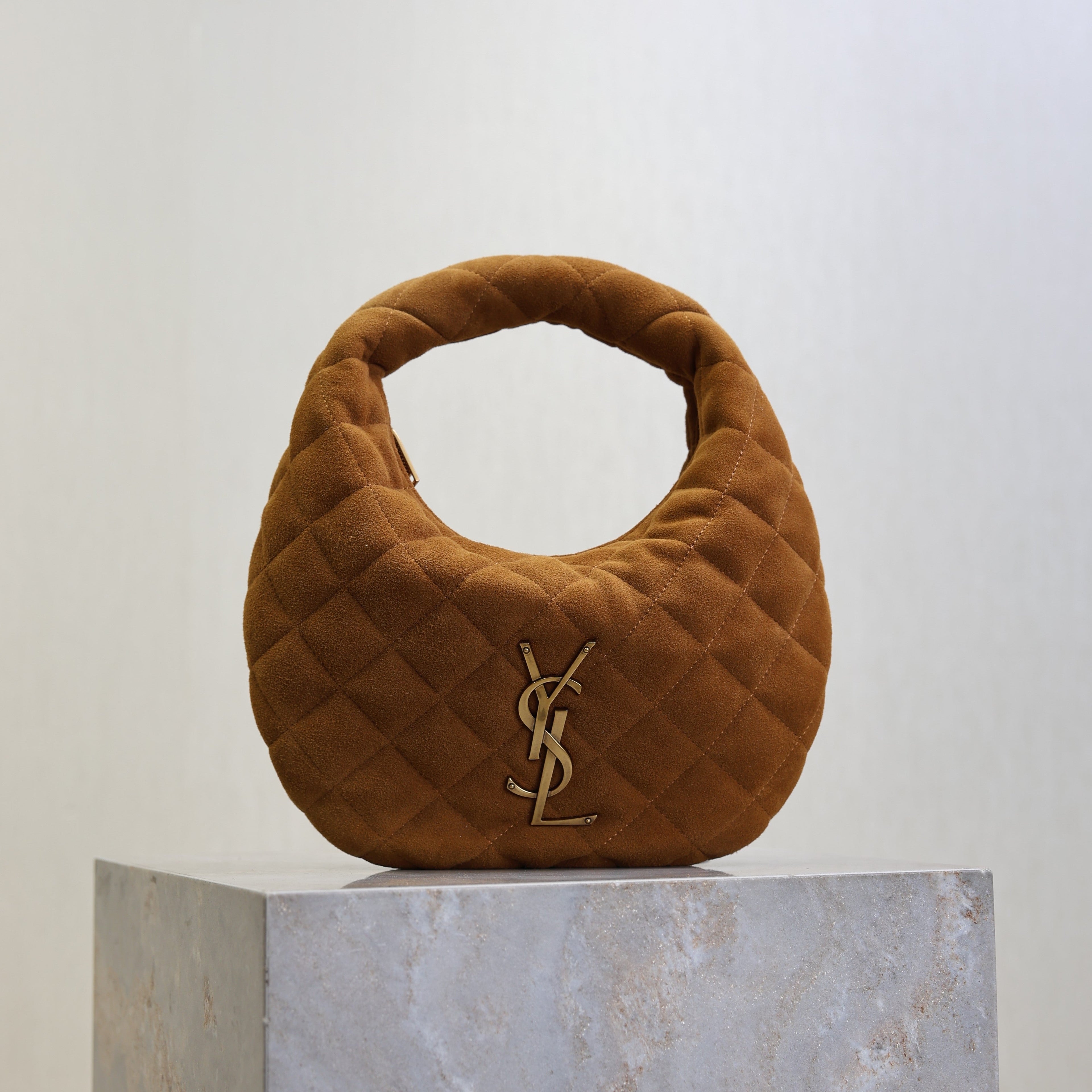 YSL Icarino Bag 17cm Brown Suede