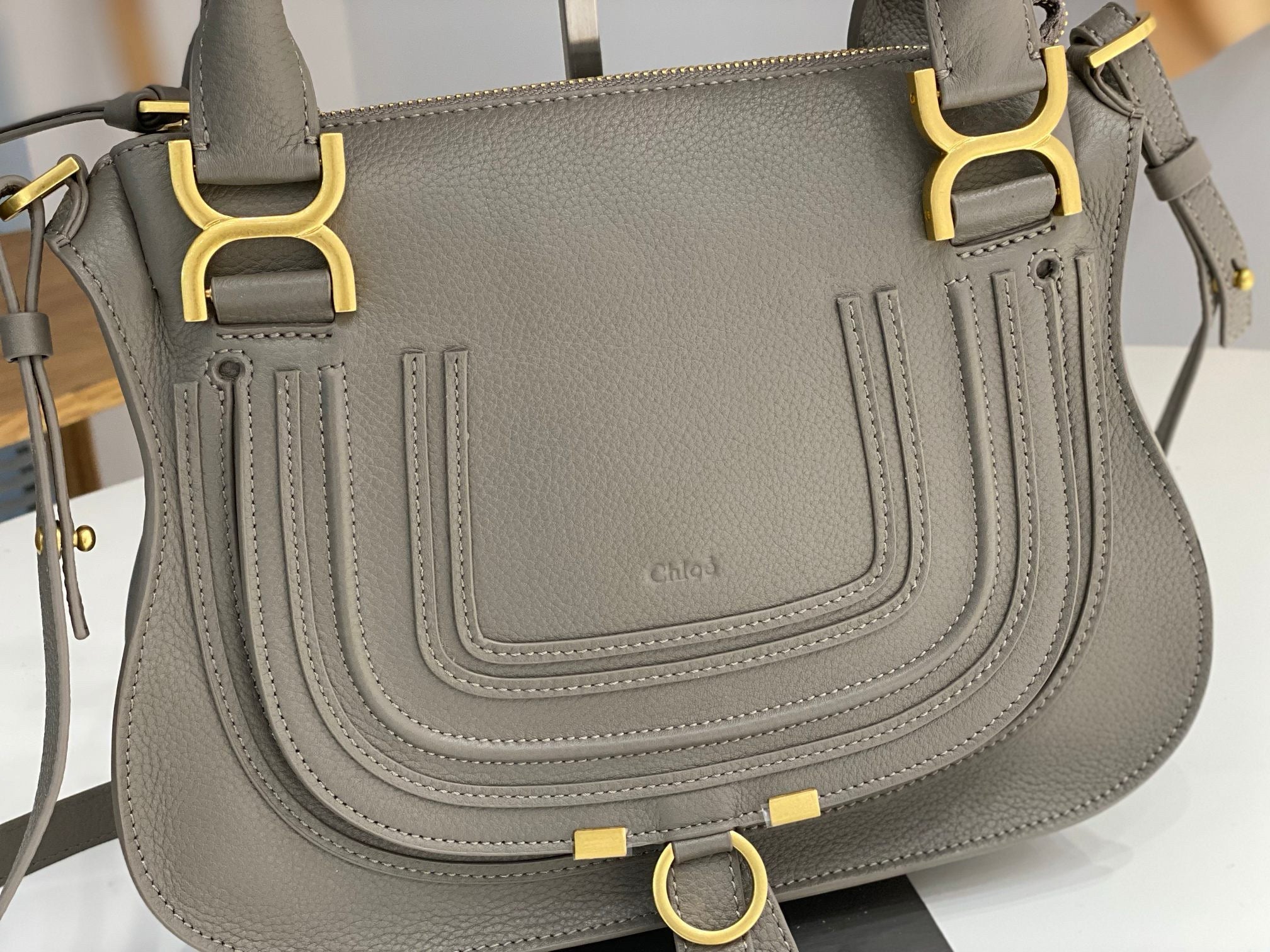 Marcie Bag In Grained Leather Cashmere Grey