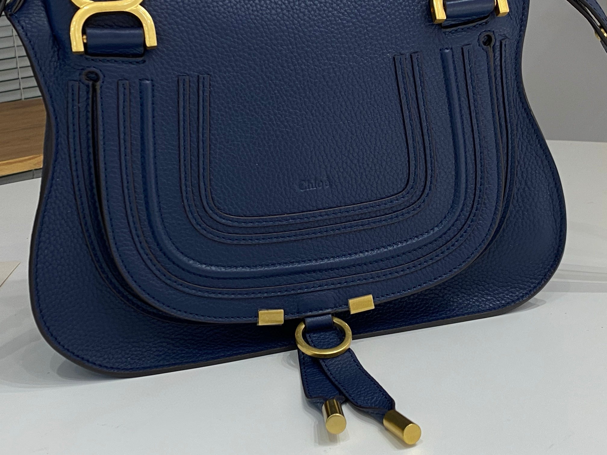 Marcie Bag In Grained Leather Cashmere Dark Blue