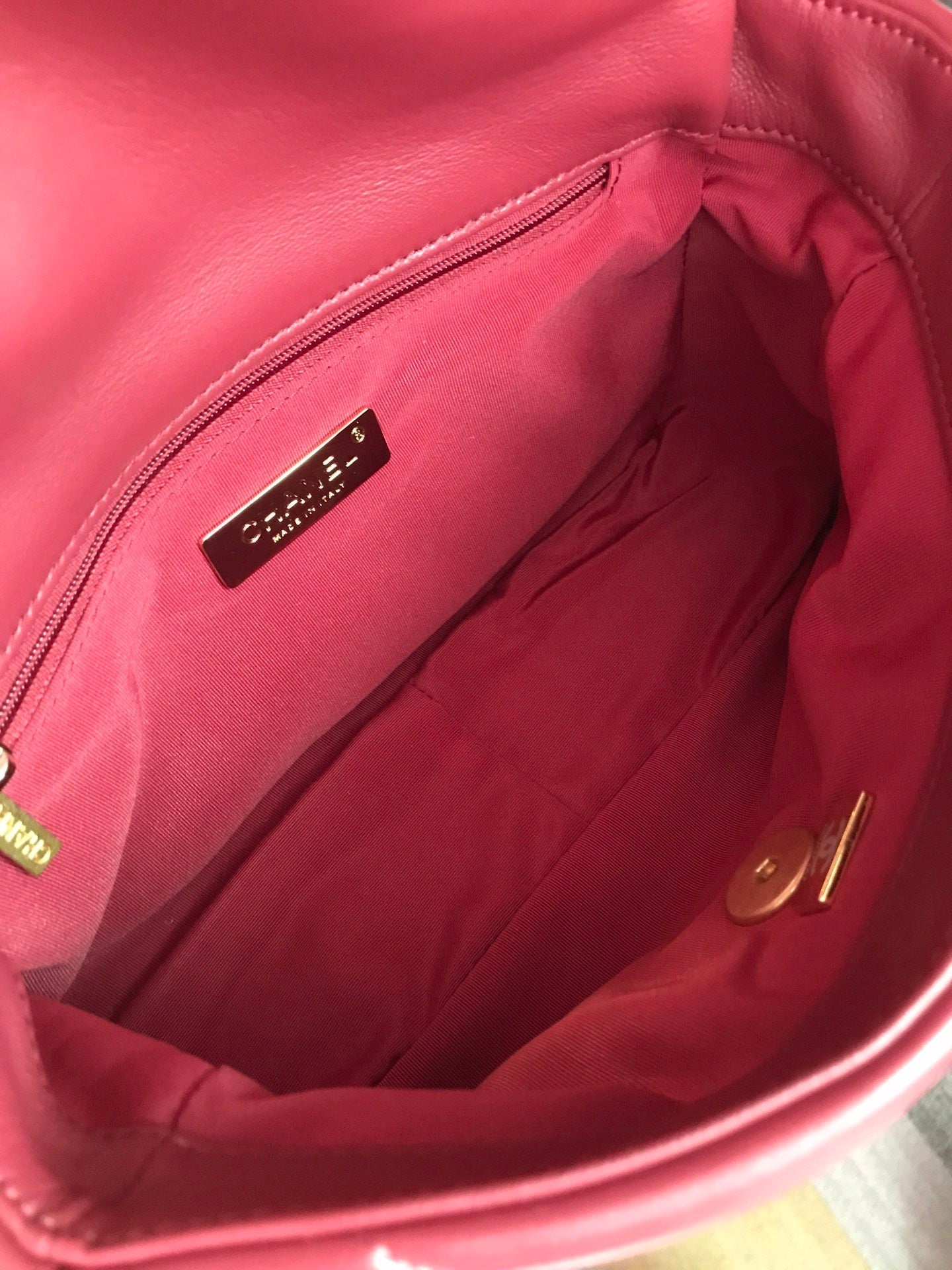 19 FLAP BAG 26 BURGUNDY LAMBSKIN