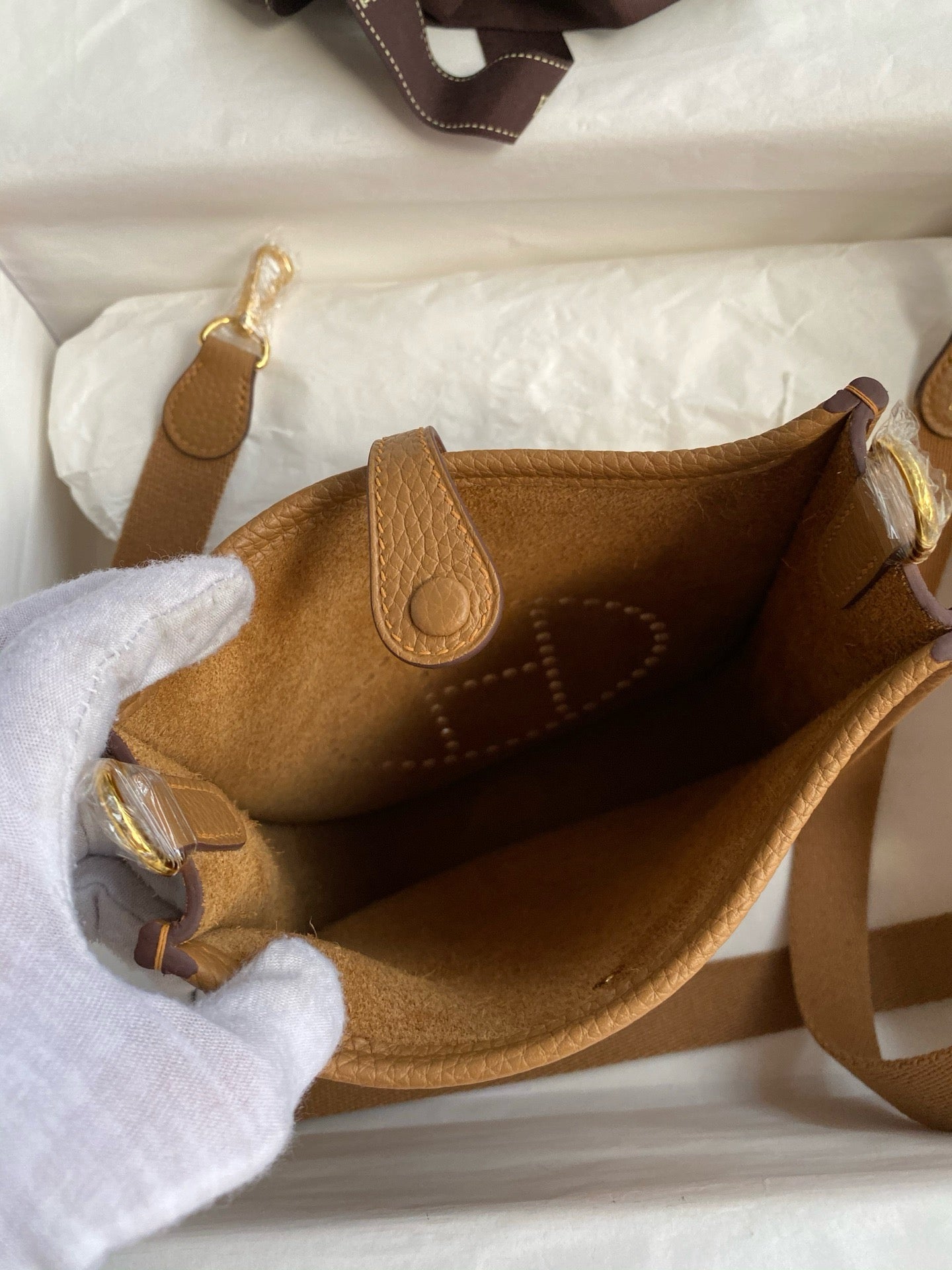 HM Evelyne 23cm Cookie Brown Togo Gold Hardware