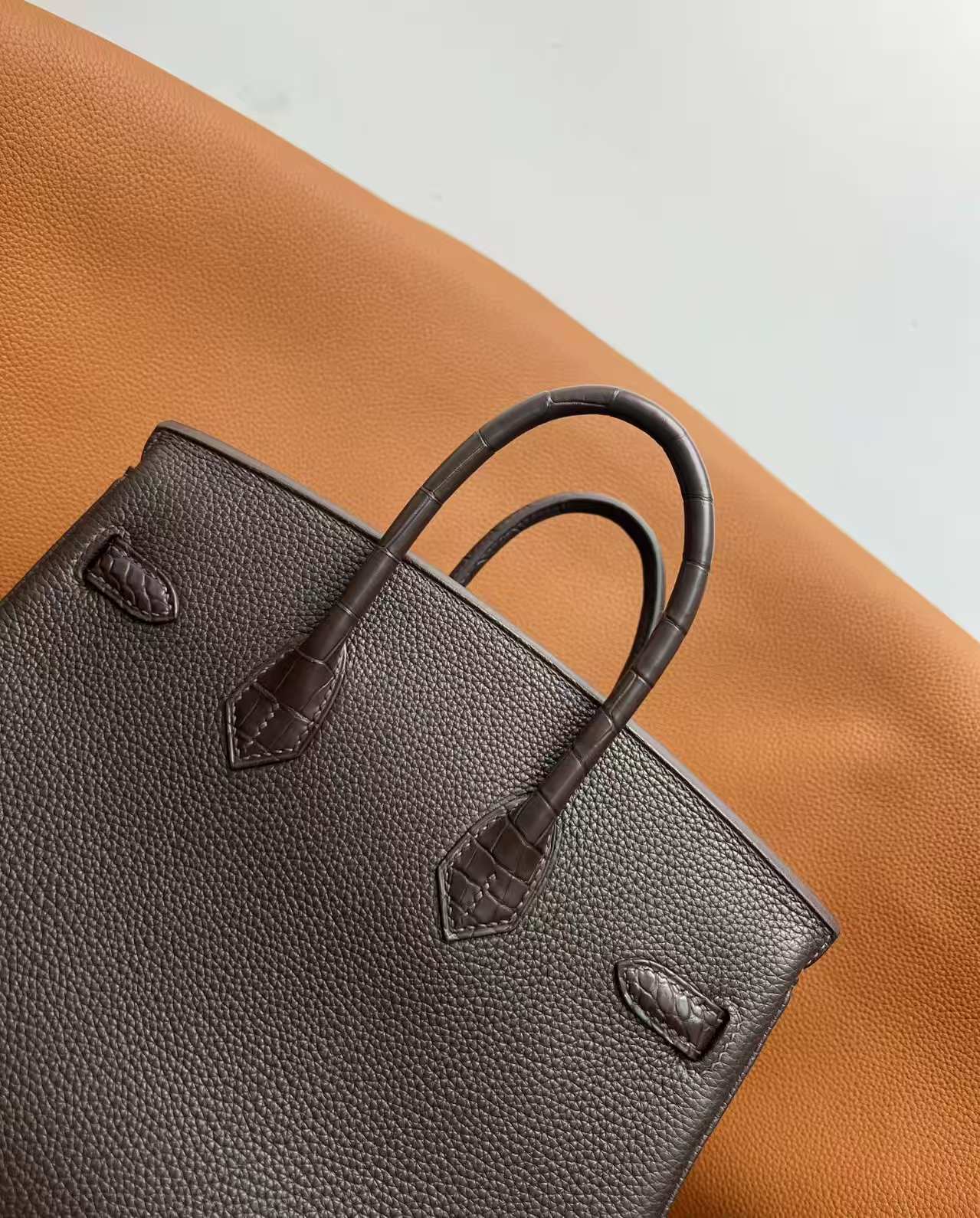 HM BIRKIN 25CM Dark Taupe CROCODILE AND TOGO LEATHER SILVER HARDWARE