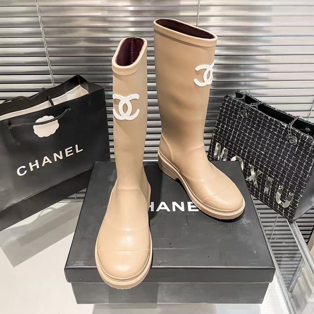 CC RAIN BOOTS BEIGE TPU MID - TOP WITH WHITE LOGO