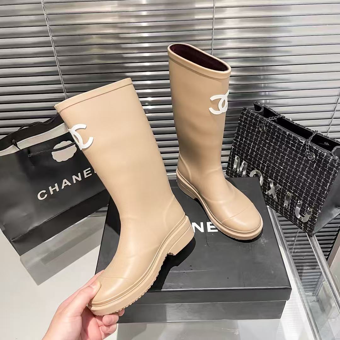 CC RAIN BOOTS BEIGE TPU MID - TOP WITH WHITE LOGO