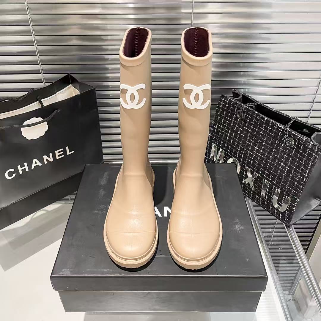 CC RAIN BOOTS BEIGE TPU MID - TOP WITH WHITE LOGO