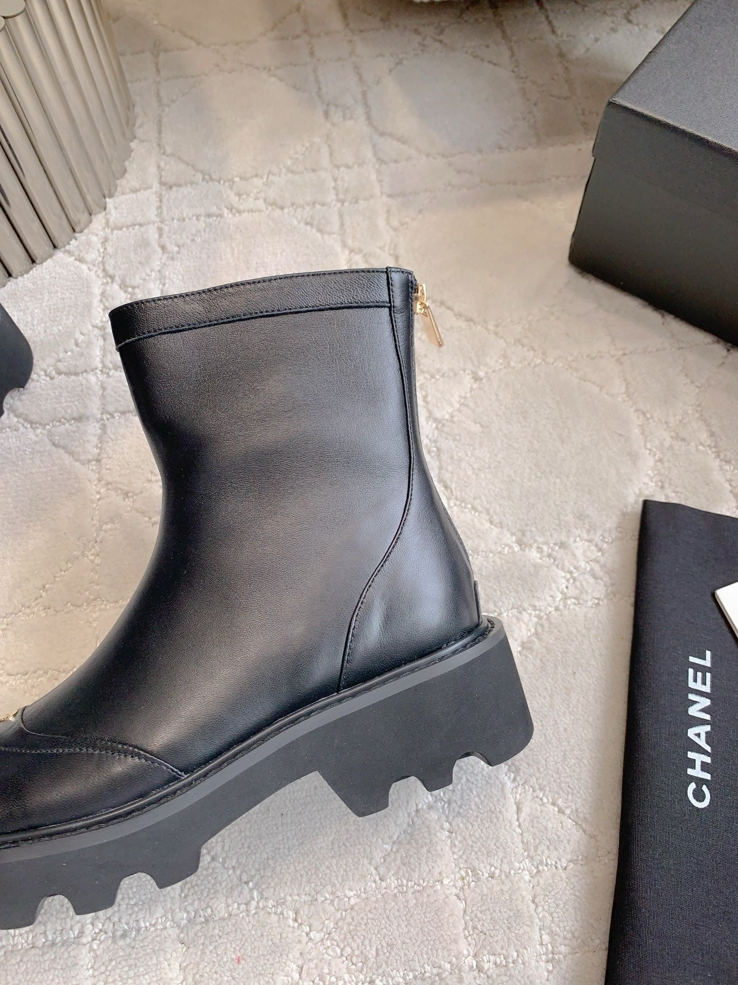 CC New Platform Ankle Boots Black Sheepskin