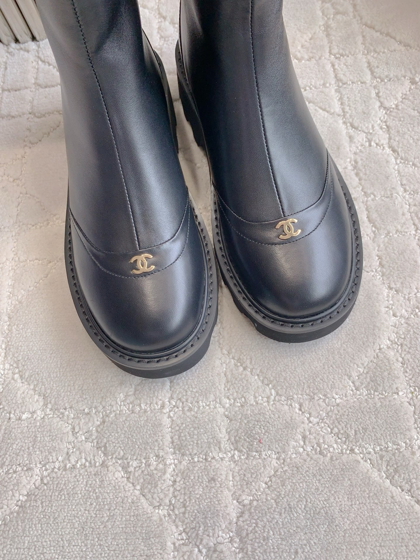 CC New Platform Ankle Boots Black Sheepskin