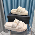 CC Slippers White Pattern Fleece Wool