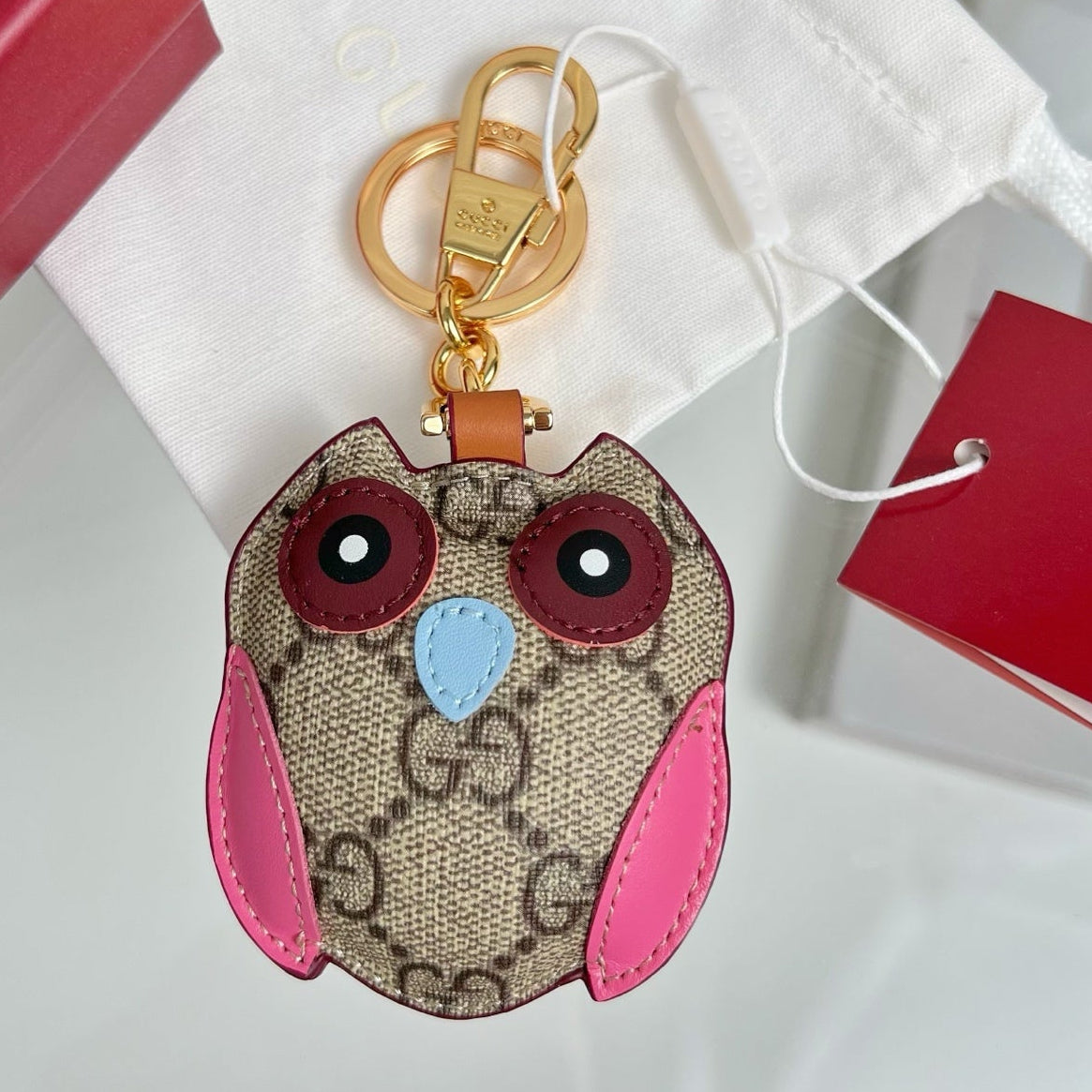 Gucci Etoupe Red Blue Owl Bag Charm